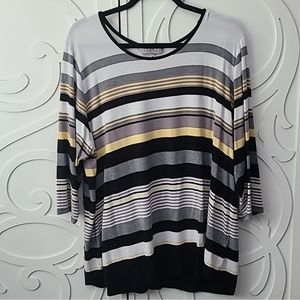 Striped Top with Button Back from Laura - 2X